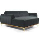 Sofá 3 Lugares com Chaise Esquerdo Para Sala Molino 245 cm D02 Veludo Cinza C-317-Lyam Decor