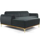 Sofá 3 Lugares com Chaise Esquerdo Para Sala Molino 245 cm D02 Veludo Cinza D-317 - Lyam Decor