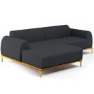 Sofá 3 Lugares com Chaise Esquerdo Sala de Estar Molino 230cm D02 Linho Chumbo D-465 - Lyam Decor Sofá 3 Lugares com Chaise Esquerdo Sala de Estar Molino 230cm D02 Linho Chumbo D-465 - Lyam Decor