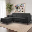 Sofá 3 Lugares com Chaise Lado Direito 212cm em Linho Tiê CabeCasa MadeiraOriginals Cinza Grafite