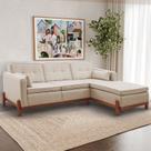 Sofá 3 Lugares com Chaise Lado Esquerdo 212cm em Linho Tiê CabeCasa MadeiraOriginals