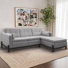 Sofá 3 Lugares com Chaise Lado Esquerdo 212cm em Linho Tiê CabeCasa MadeiraOriginals Cinza