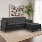 Sofá 3 Lugares com Chaise Lado Esquerdo 212cm em Linho Tiê CabeCasa MadeiraOriginals Cinza Grafite