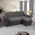 Sofá 3 lugares com Chaise LD Bia Suede Cinza Madelina Decor