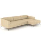 Sofá 3 Lugares com Chaise Para Sala Living 292cm Tolstoi P08 Couro Bege - Lyam Decor Sofá 3 Lugares com Chaise Para Sala Living 292cm Tolstoi P08 Couro Bege - Lyam Decor