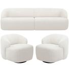 Sofá 3 Lugares Curvo Orgânico Com 02 Poltronas Living 250cm Barolo L06 Bouclê Branco Sofá 3 Lugares Curvo Orgânico Com 02 Poltronas Living 250cm Barolo L06 Bouclê Branco