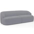 Sofá 3 Lugares Curvo Orgânico Living 250cm Barolo L06 Veludo Cinza