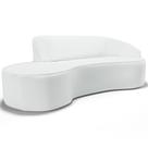 Sofá 3 Lugares Curvo Sala de Estar Living Firenze Direito D02 Corano Branco 210 cm C-12 - Lyam