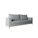 Sofá 3 Lugares Davos Base de Madeira Linho Cinza