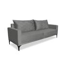 Sofá 3 Lugares Eros Veludo Cinza Chumbo 220 cm