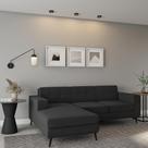 Sofá 3 Lugares Esquerdo Xangai com Chaise Esquerdo Pé Palito Linho Cotton Grafite Escuro Sofá 3 Lugares Esquerdo Xangai com Chaise Esquerdo Pé Palito Linho Cotton Grafite Escuro