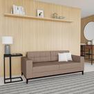 Sofá 3 Lugares Happy Pés e Base em Madeira Linho Cotton Bege 180 cm