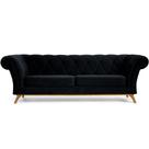 Sofá 3 Lugares Império 180 Cm Veludo Preto C-300