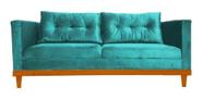 Sofá 3 Lugares Itália Suede Azul Thifany Sofá 3 Lugares Itália Suede Azul Thifany