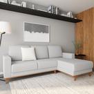 Sofá 3 Lugares Lembata com Chaise Direito Veludo Cinza