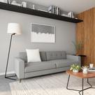 Sofá 3 Lugares Lille Pé Palito Linho Cotton Cinza 210 cm