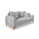 Sofá 3 Lugares Lisboa Bouclé Cinza 200 cm