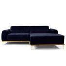 Sofá 3 Lugares Lisboa D07 com Chaise Direita 230cm Veludo Marinho - D'Rossi