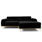Sofá 3 Lugares Lisboa D07 com Chaise Direita 230cm Veludo Preto - D'Rossi