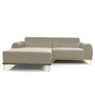 Sofá 3 Lugares Lisboa D07 com Chaise Esquerda 230cm Veludo Creme - D'Rossi