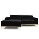 Sofá 3 Lugares Lisboa D07 com Chaise Esquerda 230cm Veludo Preto - D'Rossi