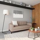 Sofá 3 Lugares Live Pés e Base em Madeira Linho Cotton Bege 180 cm Sofá 3 Lugares Live Pés e Base em Madeira Linho Cotton Bege 180 cm