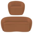 Sofá 3 Lugares Living 180cm e 1 Poltrona Giratória Garbin K04 Bouclê Terracota - Mpozenato