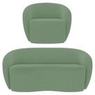 Sofá 3 Lugares Living 180cm e 1 Poltrona Giratória Garbin K04 Bouclê Verde - Mpozenato