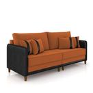 Sofá 3 Lugares Living 192cm Pé Madeira Valença Pto/veludo K01 - D'rossi Cor Terracota