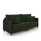 Sofá 3 Lugares Living 212cm Pé Madeira Valença Pto/veludo K01 - D'rossi Cor Verde