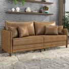Sofá 3 Lugares Living 232cm Pé Madeira Zoe Sintético Camel Z08 - Mpozenato