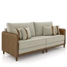 Sofá 3 Lugares Living 232cm Zoe K04 Veludo Bege/Marrom - Mpozenato