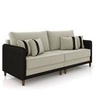 Sofá 3 Lugares Living 232cm Zoe K04 Veludo Bege/Preto - Mpozenato