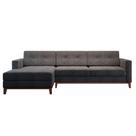 Sofá 3 Lugares Living com Chaise Esquerdo Pés e Base em Madeira Linho Cotton Grafite