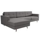 Sofá 3 Lugares Living com Chaise Pé Palito Linho Cotton Cinza