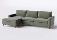 Sofá 3 Lugares Living Fixo Viena com Chaise 2,40m em Linho Cor:Verde