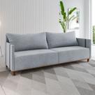 Sofá 3 Lugares Living Linho Inox Chumbo - Viero Móveis
