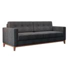 Sofá 3 Lugares Living Pés e Base em Madeira Linho Cotton Grafite 180 cm