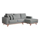 Sofá 3 Lugares Lombok com Chaise Veludo Cinza