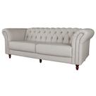 Sofá 3 Lugares Maggiore 240cm Couro Off White G58 - Gran Belo