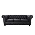 Sofá 3 Lugares Maísa 235cm Couro Preto - Sallar Home