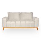 Sofá 3 Lugares Memphis Ultra Conforto em Madeira Maciça e Suede Bege - LH Decor