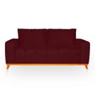 Sofá 3 Lugares Memphis Ultra Conforto em Madeira Maciça e Suede Bordo - LH Decor