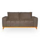 Sofá 3 Lugares Memphis Ultra Conforto em Madeira Maciça e Suede Capuccino - LH Decor
