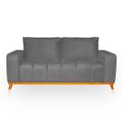 Sofá 3 Lugares Memphis Ultra Conforto em Madeira Maciça e Suede Cinza - LH Decor
