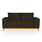 Sofá 3 Lugares Memphis Ultra Conforto em Madeira Maciça e Suede Marrom - LH Decor