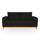 Sofá 3 Lugares Memphis Ultra Conforto em Madeira Maciça e Suede Preto - LH Decor