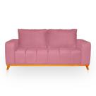 Sofá 3 Lugares Memphis Ultra Conforto em Madeira Maciça e Suede Rose - LH Decor