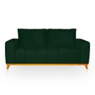 Sofá 3 Lugares Memphis Ultra Conforto em Madeira Maciça e Suede Verde - LH Decor