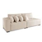 Sofá 3 Lugares Modulado Chaise Almofada Solta Molas Isa BD Linho Bege Claro 2,3m